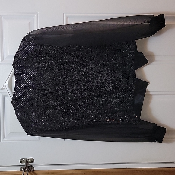 Black Shiny button down top - Picture 2 of 6
